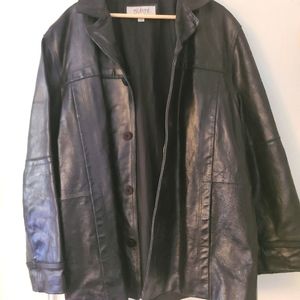 Wilson Leather Mens Black XL Rugged vintage long waisted coat